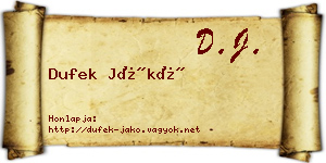 Dufek Jákó névjegykártya